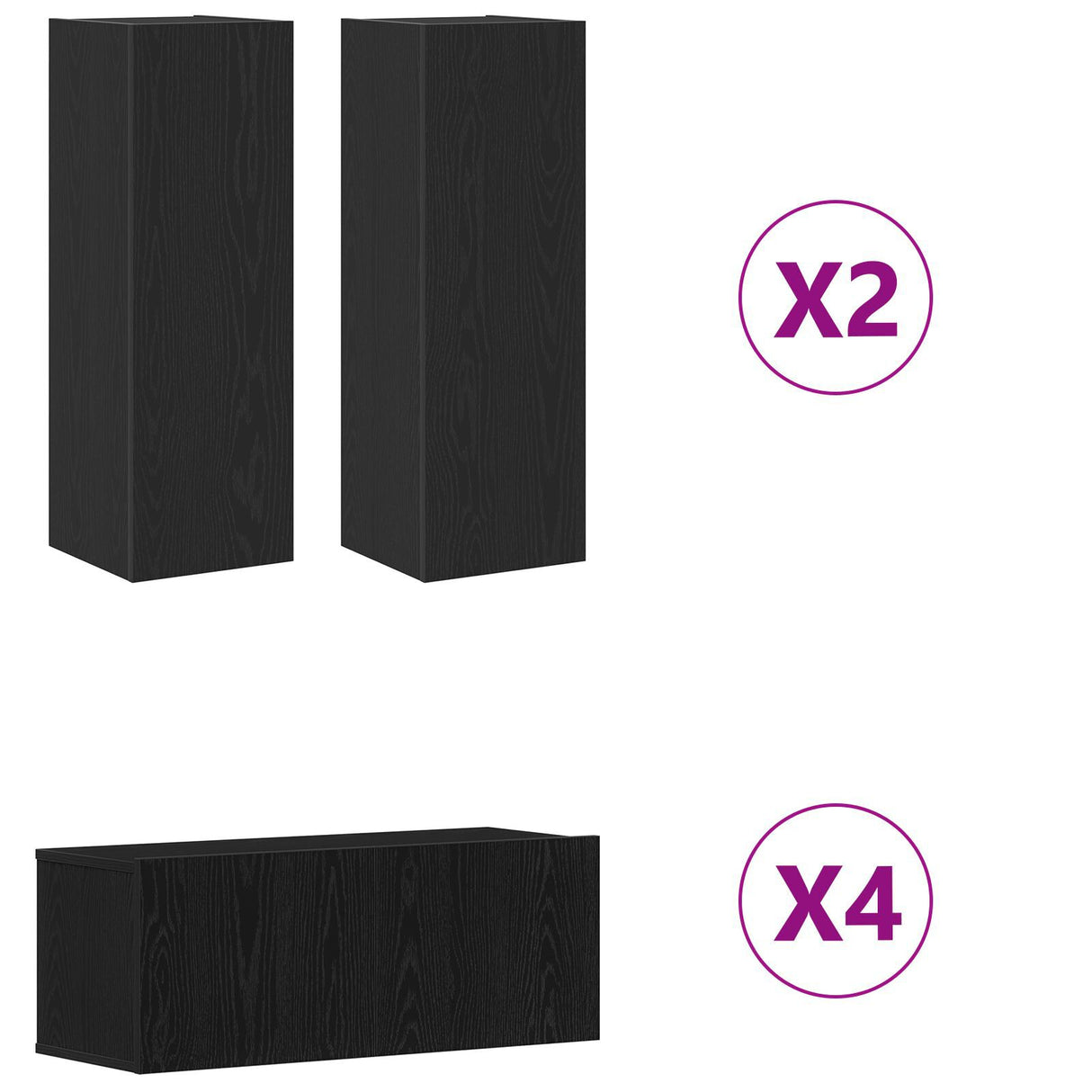 8 Piece Tv Cabinet Set Wall-Mounted Engineered Wood,  Tv Stand 80X30X30 Cm Made Of Engineered Wood,  Wall-Mounted Tv Cabinets - 2 Pcs , 30.5X30X90 Cm, Made From Engineered Wood