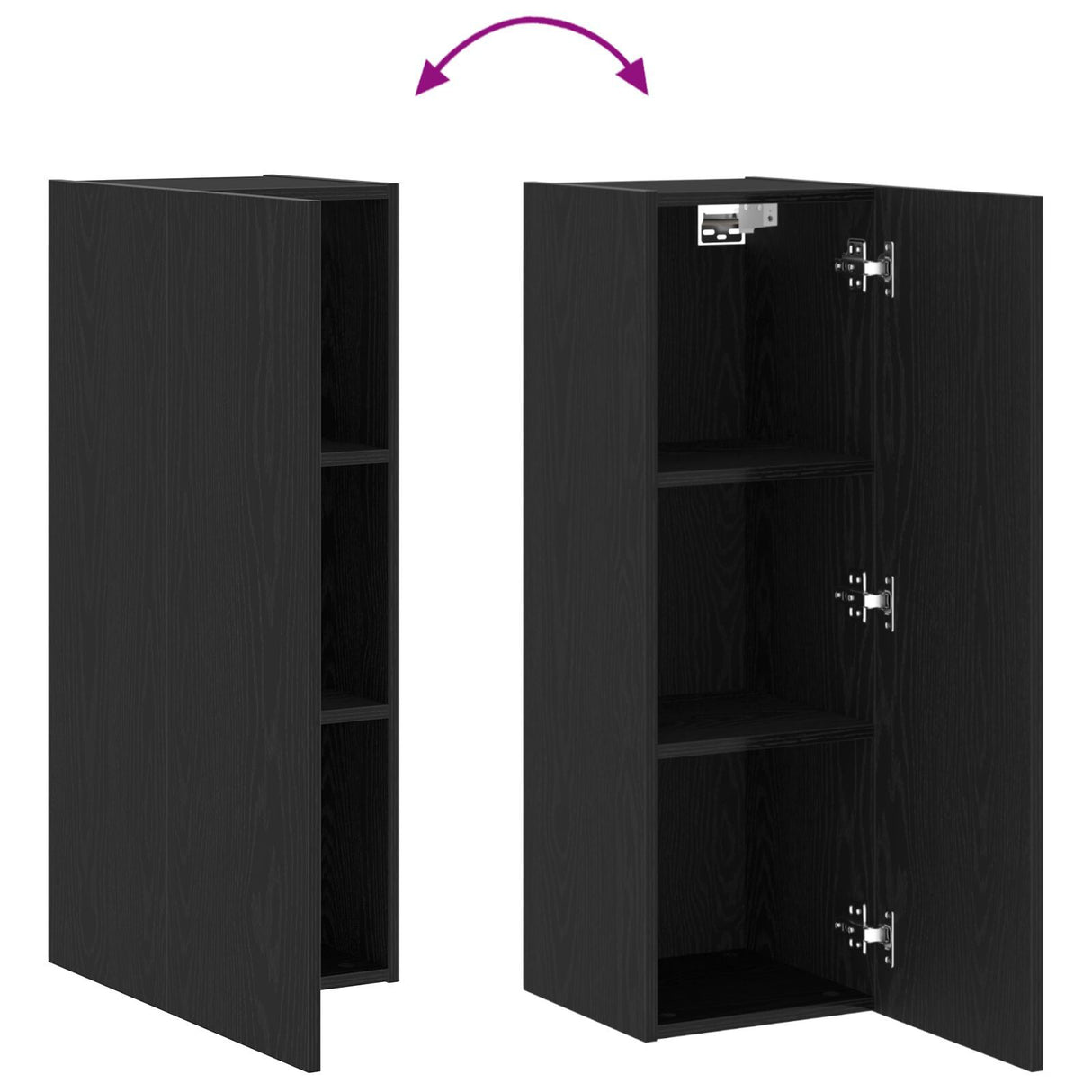 Wall-Mounted Tv Cabinets - 2 Pcs Black Oak, 30.5X30X90 Cm, Made From Engineered Wood