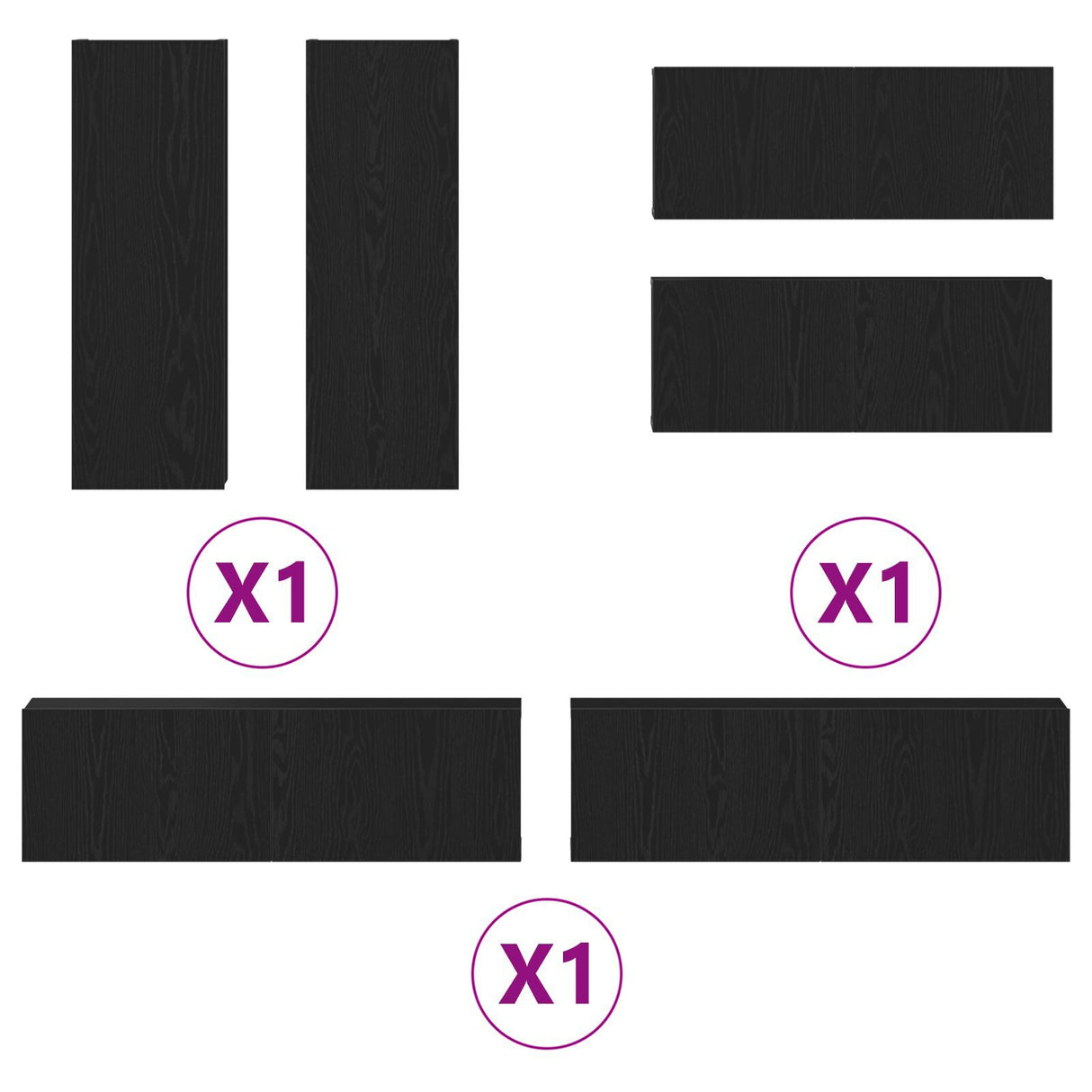 6 Piece Tv Cabinet Set - Engineered Wood In Old Wood Finish,  Tv Stand 80X30X30 Cm - Made From Engineered Wood,  Wall-Mounted Tv Cabinets - 2 Pcs In , 30.5X30X, Made From Engineered Wood,  Wall-Mounted Tv Cabinet 100X30X30 Cm - Made From Engineered Wood