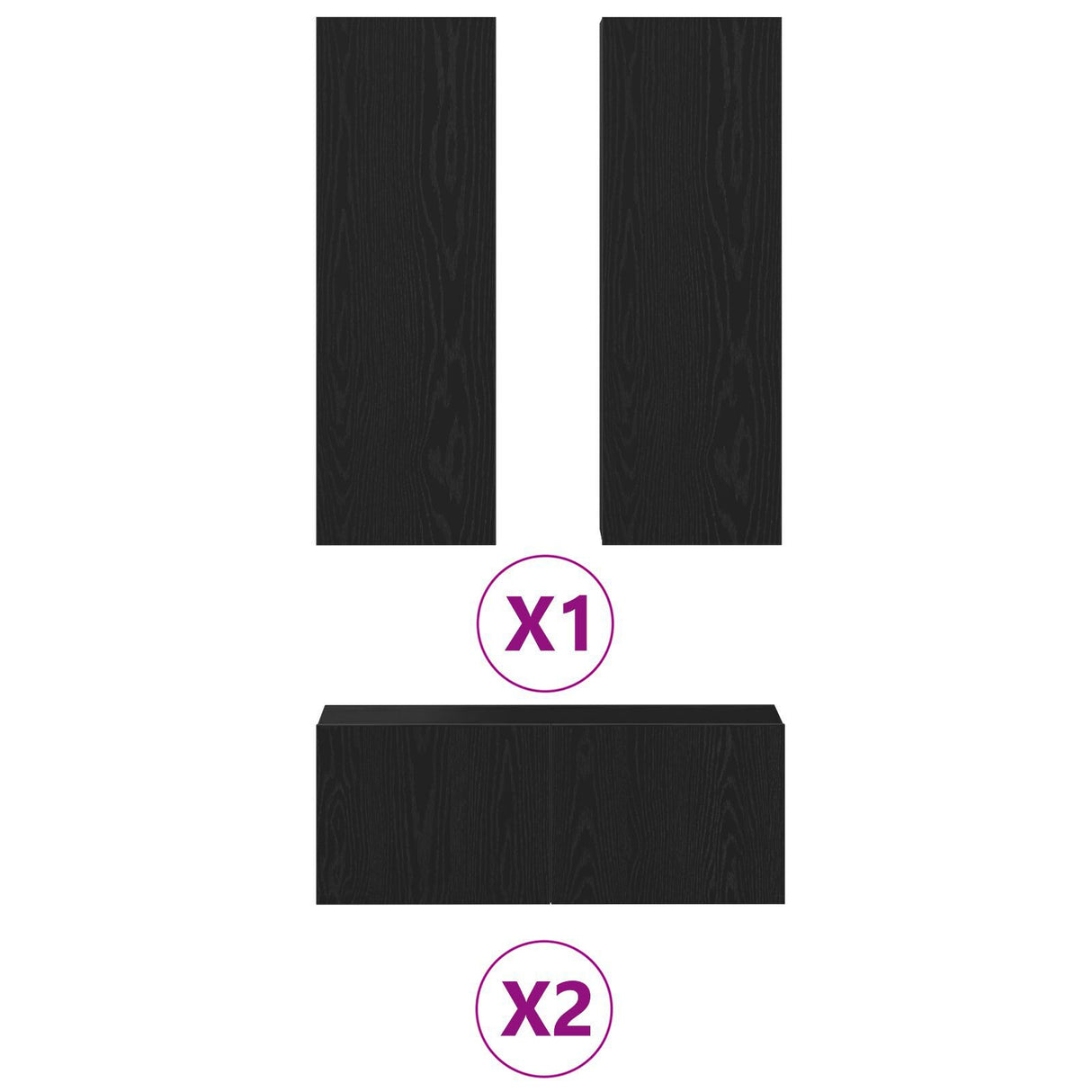 4 Piece Tv Cabinet Set Wall-Mounted Black Oak Engineered Wood, Black Oak Tv Stand 80X30X30 Cm Made Of Engineered Wood, Wall-Mounted Tv Cabinets - 2 Pcs Black Oak, 30.5X30X90 Cm, Made From Engineered Wood