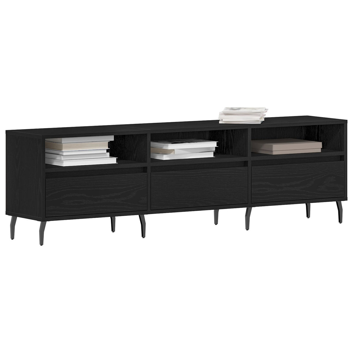Tv Cabinet Black Oak 150X30X44,5 Cm Engineered Wood