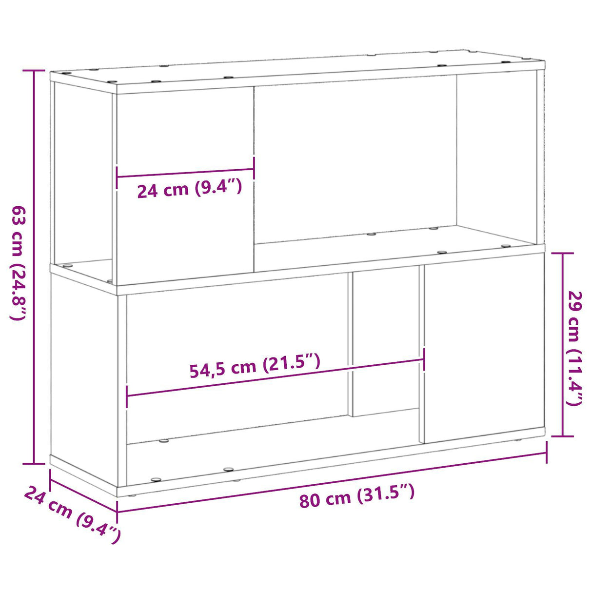 White Tv Stand 80X24X63 Cm Made Of Engineered Wood