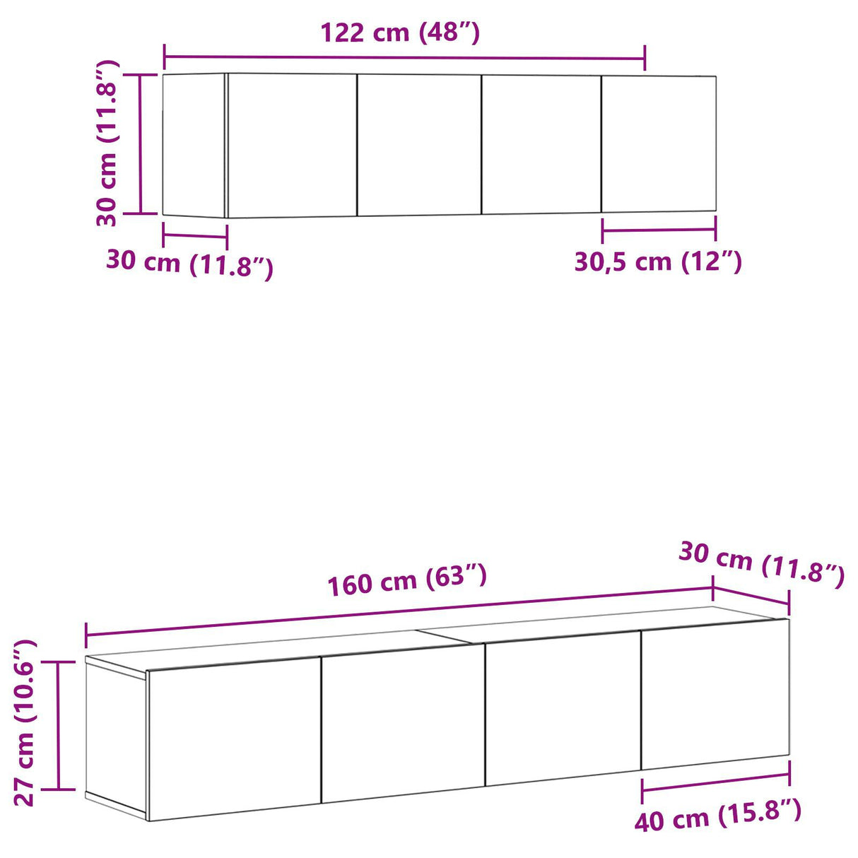 6 Piece Tv Cabinet Set Wall-Mounted Engineered Wood,  Tv Stand 80X30X30 Cm Made Of Engineered Wood,  Wall Mounted Tv Cabinets 2 Pcs 30.5X30X30 Cm