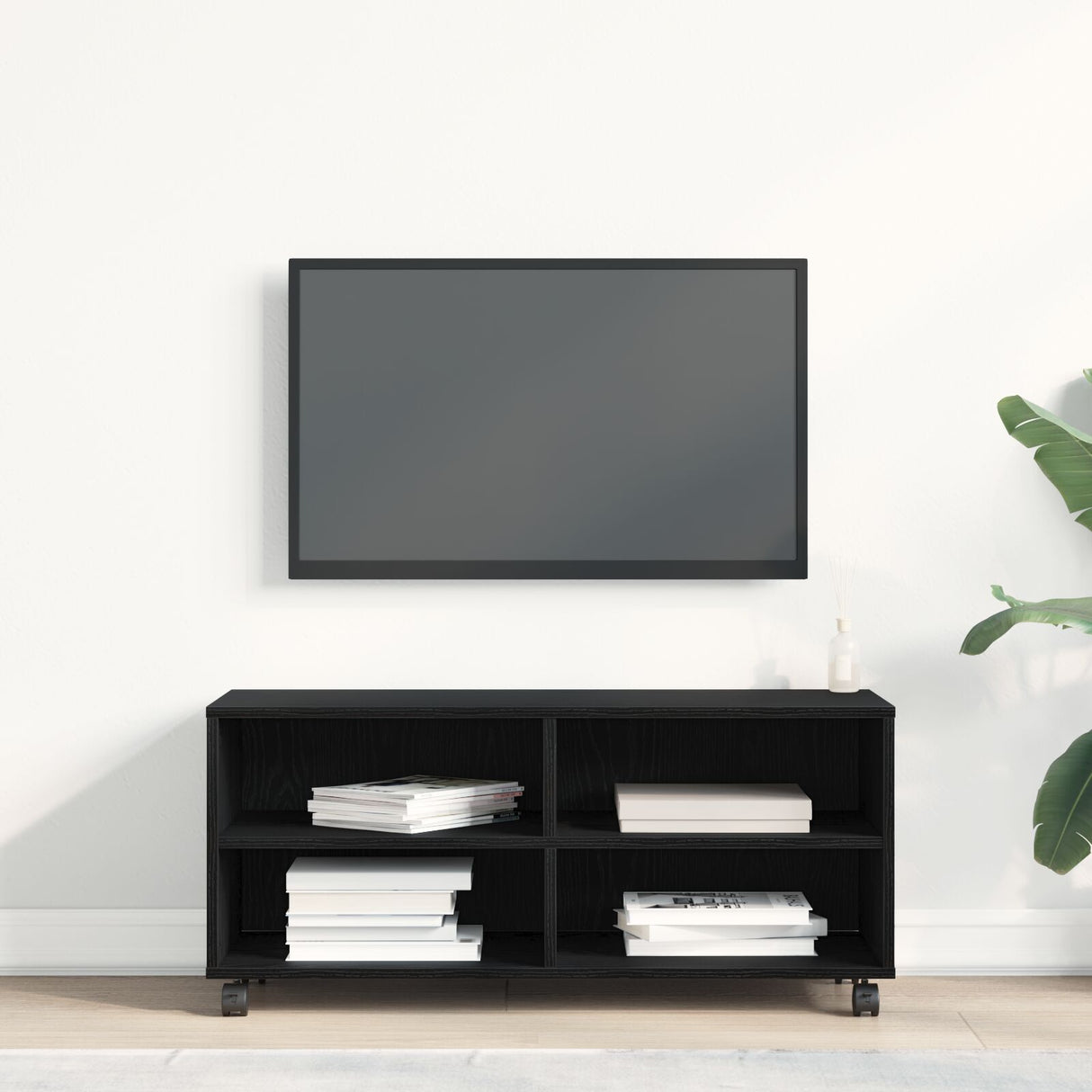 Tv Cabinet Black 90X35X35 Cm Engineered Wood