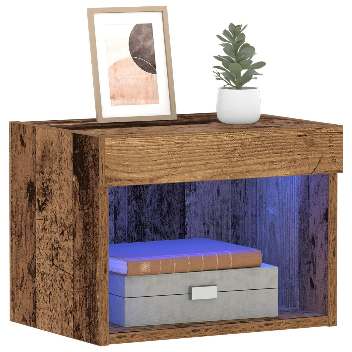 Wall Cabinet With Led Lights Old Wood 40X30X30 Cm