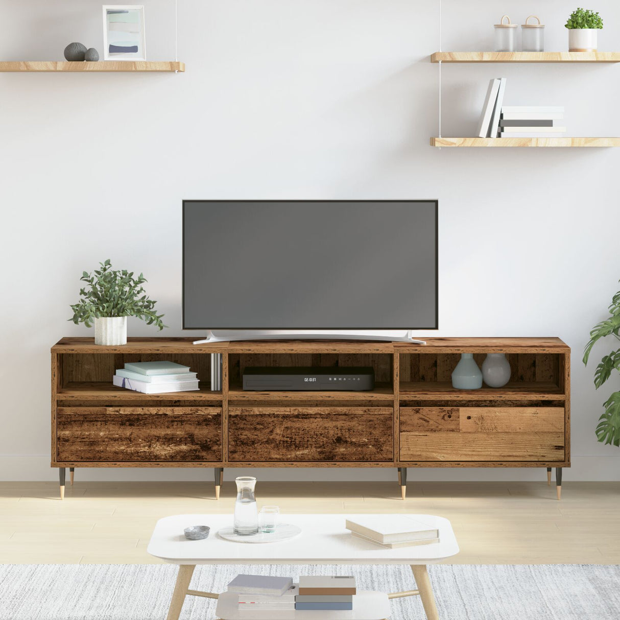 Tv Cabinet Old Wood 150X30X44.5 Cm Engineered Wood