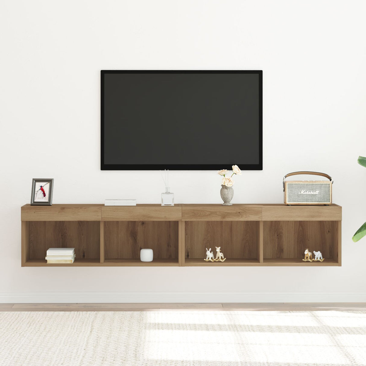 Tv Wall Cabinets With Led Lights 2 Pcs Artisan Oak 80X30X30 Cm