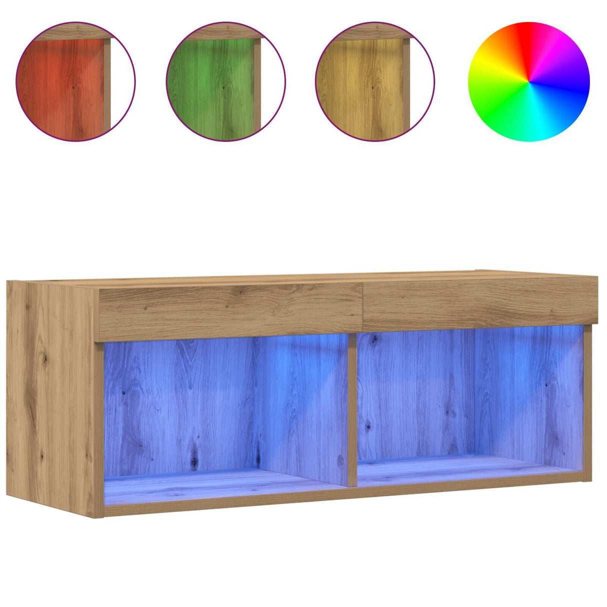 Tv Wall Cabinets With Led Lights 2 Pcs Artisan Oak 80X30X30 Cm