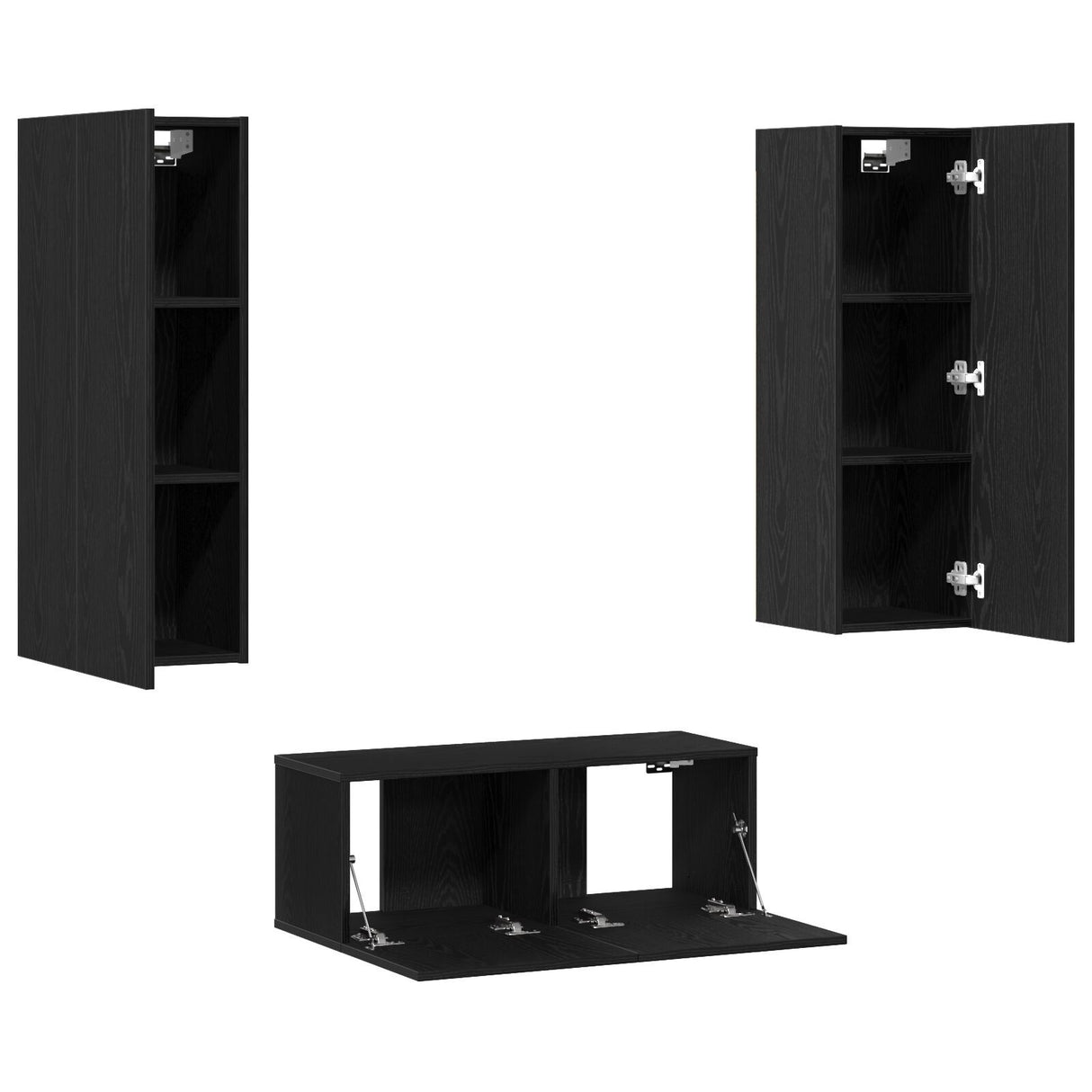 3 Piece Tv Cabinet Set Wall-Mounted Engineered Wood,  Tv Stand 80X30X30 Cm Made Of Engineered Wood,  Wall-Mounted Tv Cabinets - 2 Pcs , 30.5X30X90 Cm, Made From Engineered Wood