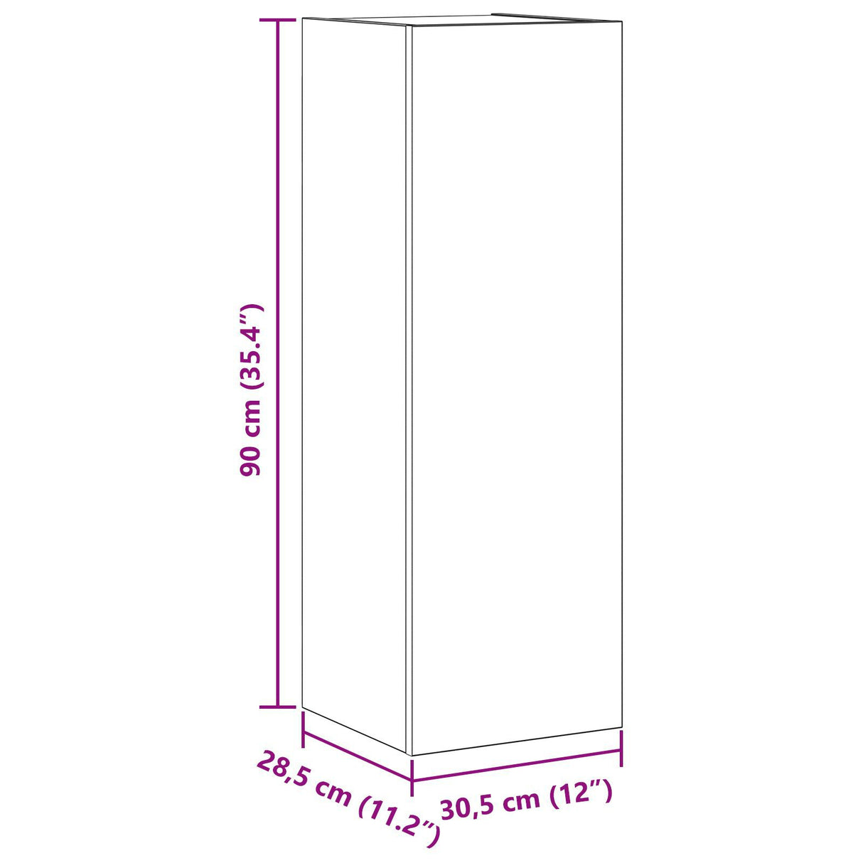 Wall-Mounted Tv Cabinet In Black Oak - 30.5X30X90 Cm, Made Of Engineered Wood