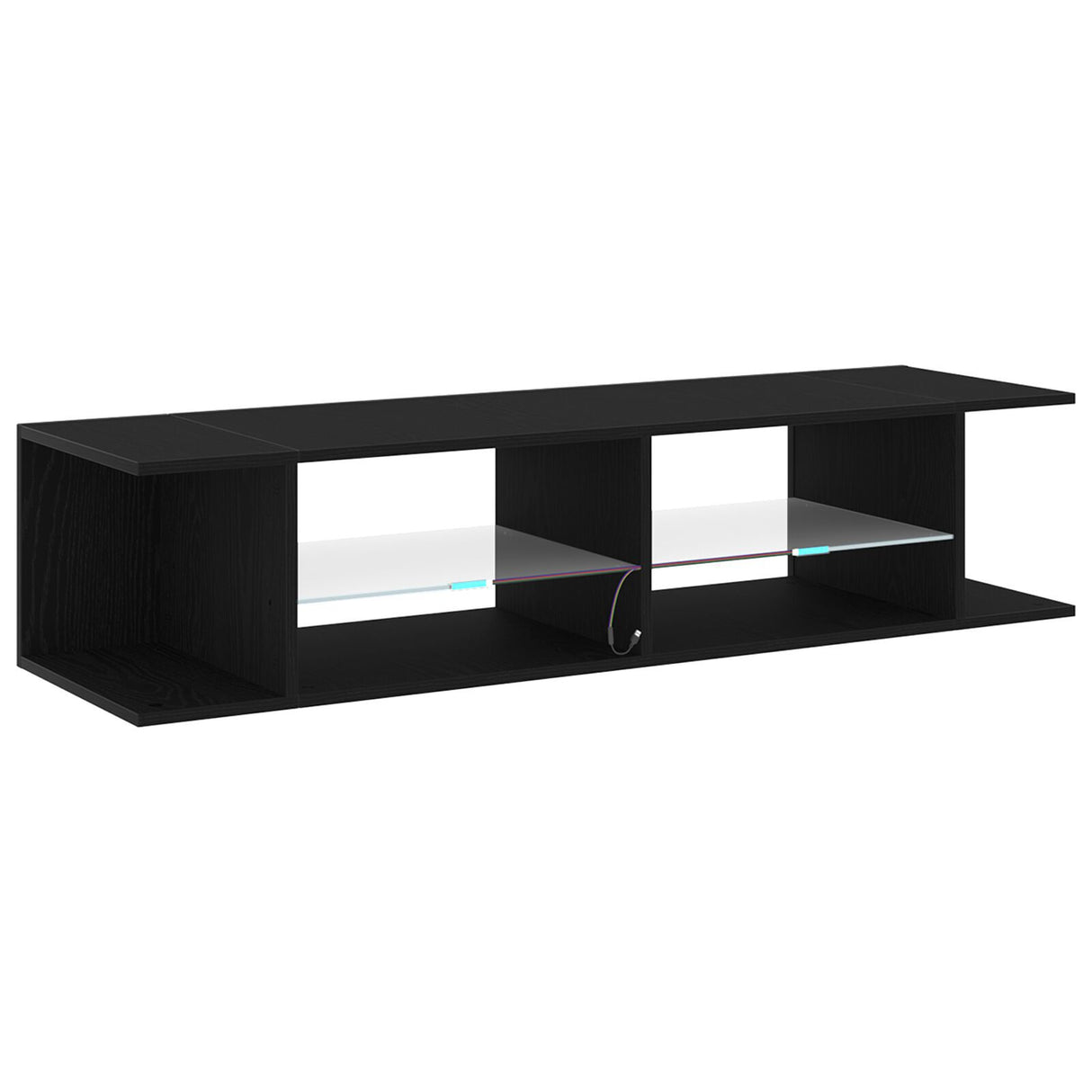 Tv Stand With Led Lights, Black Oak, 135X39X30Cm, Made Of Engineered Wood
