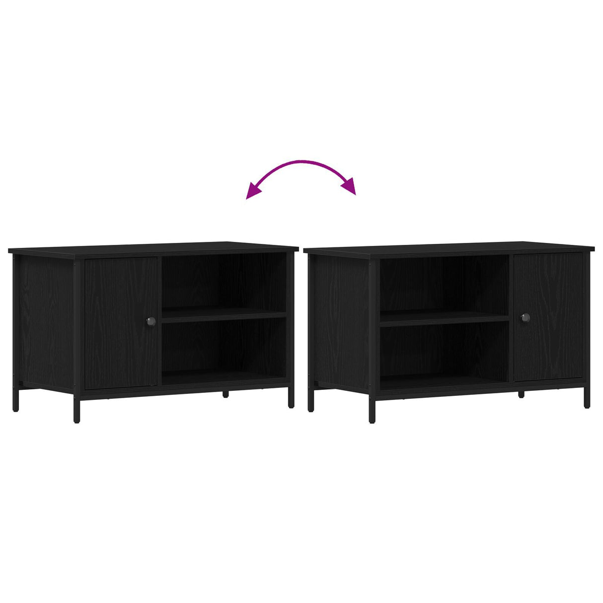 Tv Cabinet Black Oak 80X40X50 Cm Engineered Wood And Steel