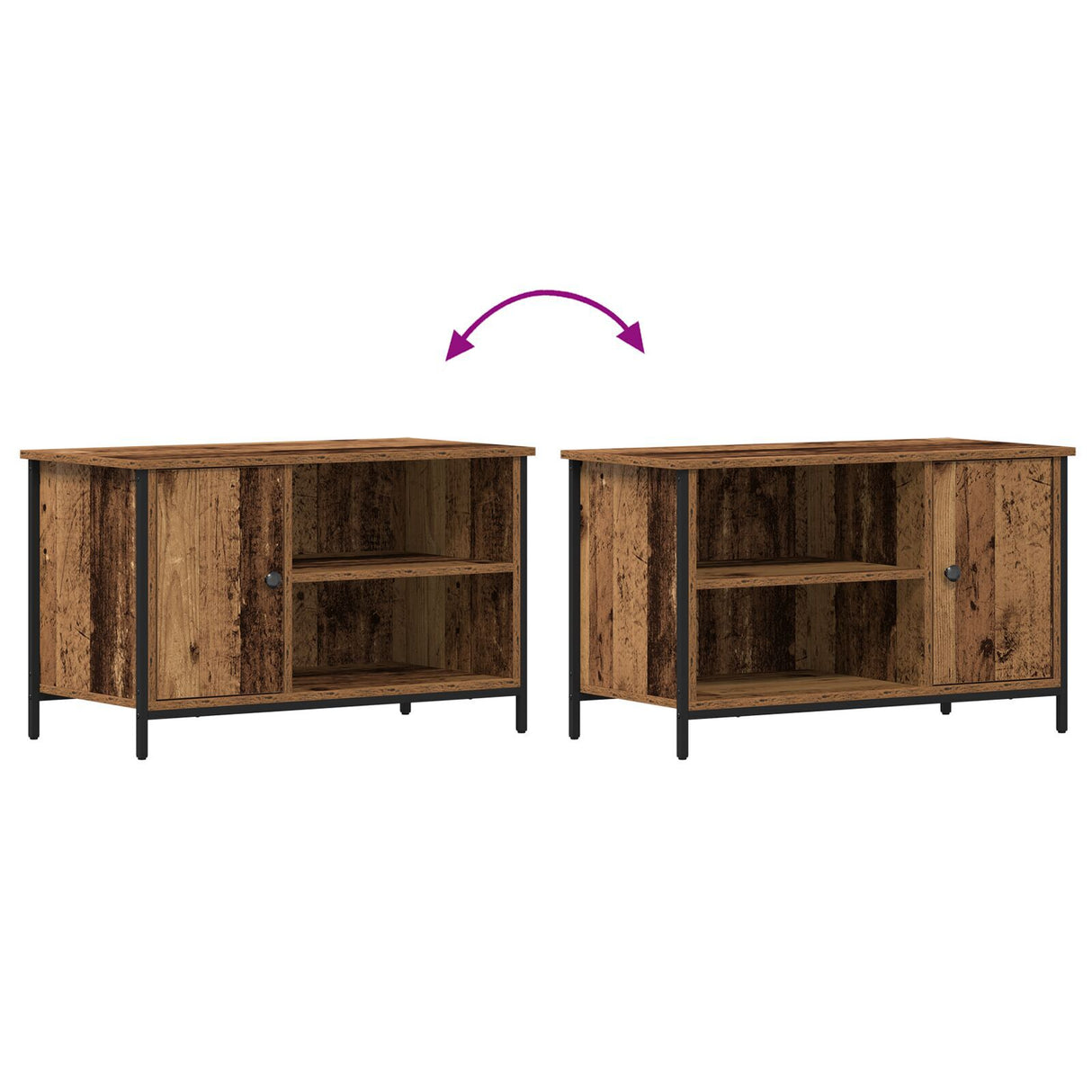Tv Cabinet Old Wood 80X40X50 Cm Engineered Wood And Steel