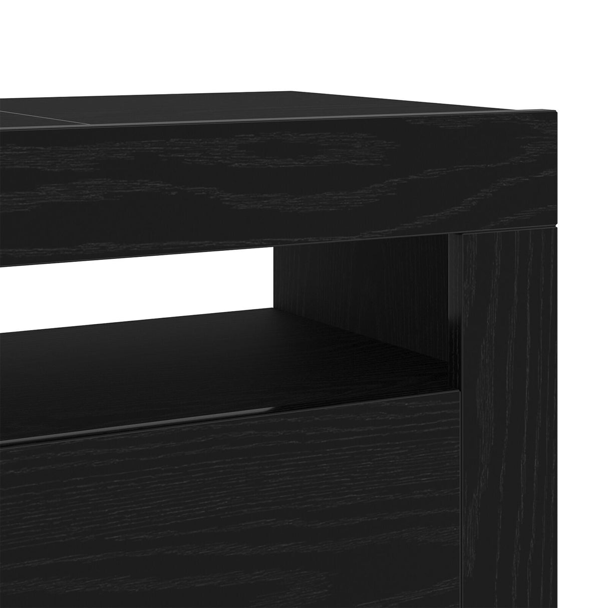 Tv Cabinet With Led Black Oak 120X35X40 Cm Engineered Wood