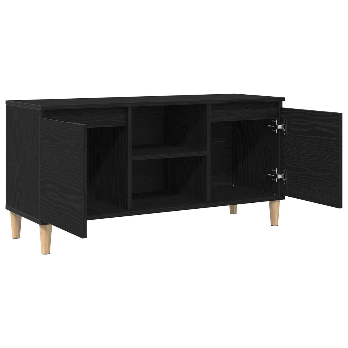 Tv Cabinet With Wooden Leg Black Oak 102X35X50 Cm