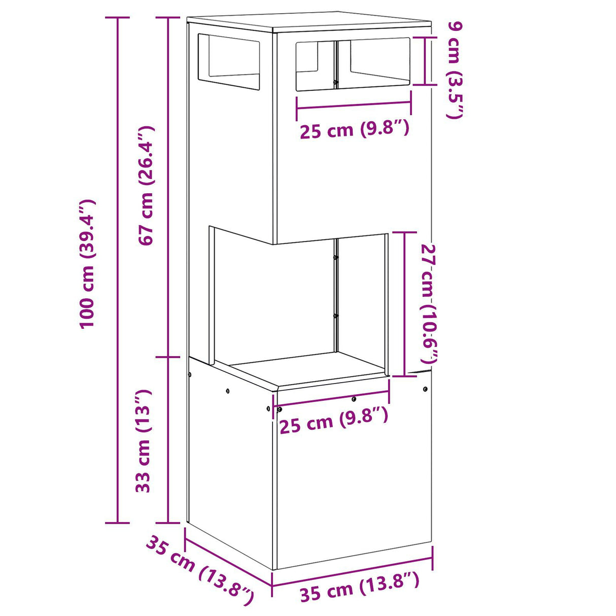 Fire Pit Square Black Steel