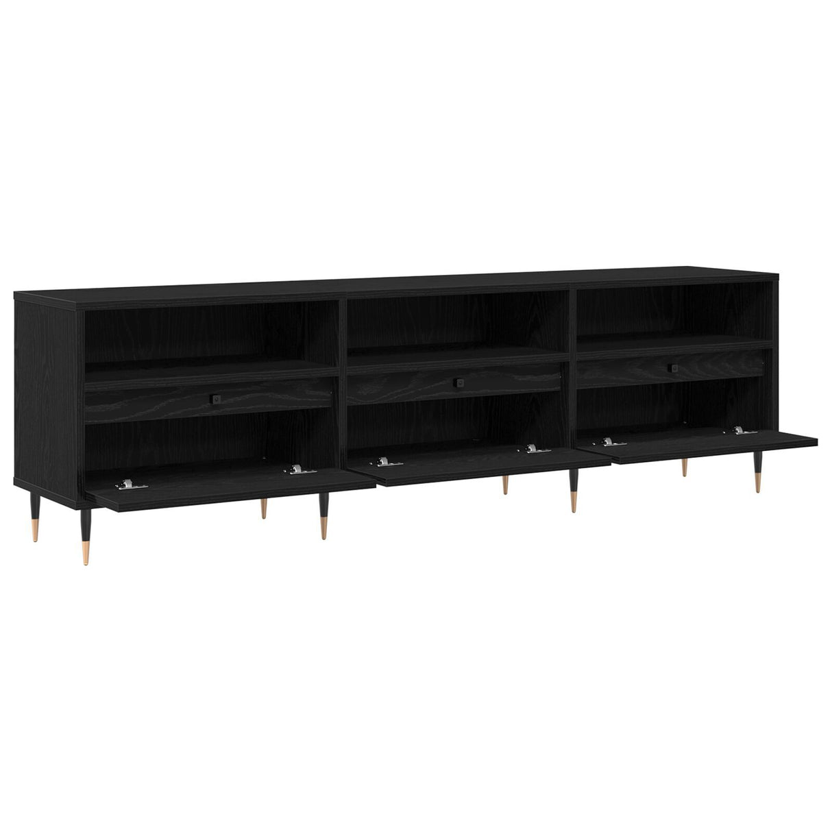 Tv Cabinet Black Oak 150X30X44.5 Cm Engineered Wood