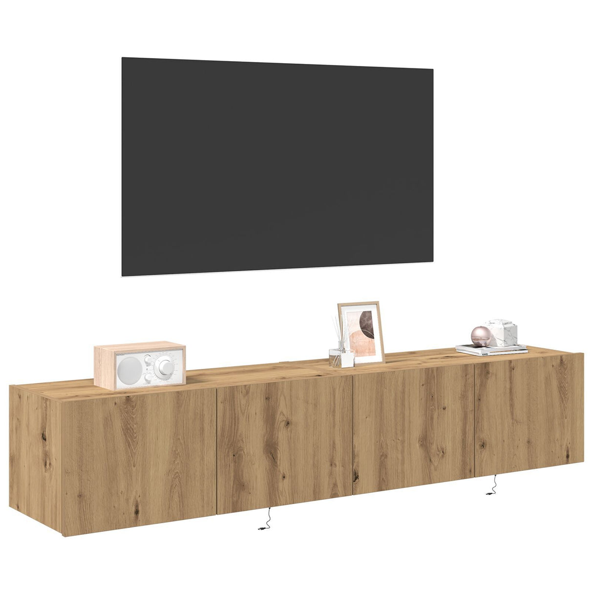 Tv Wall Cabinets With Led Lights 2 Pcs Artisan Oak 80X35X31 Cm