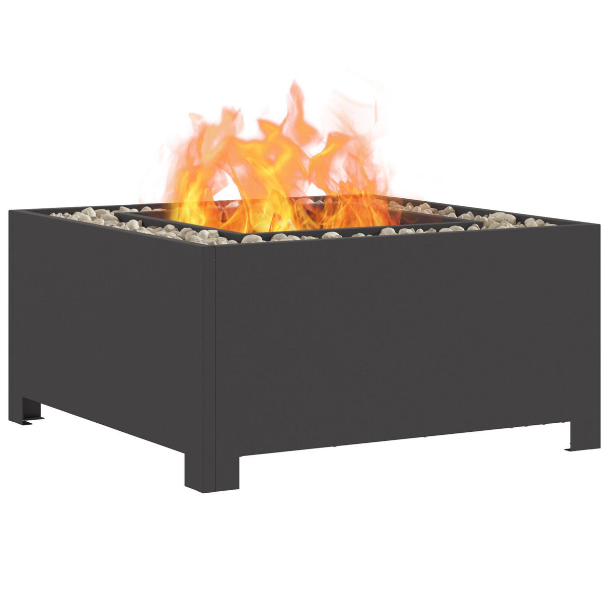 Fire Pit Square Black Steel