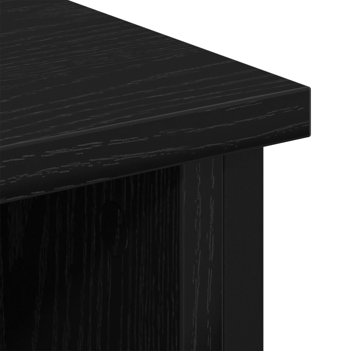 Tv Cabinet Black Oak 100X35X45 Cm Engineered Wood And Steel