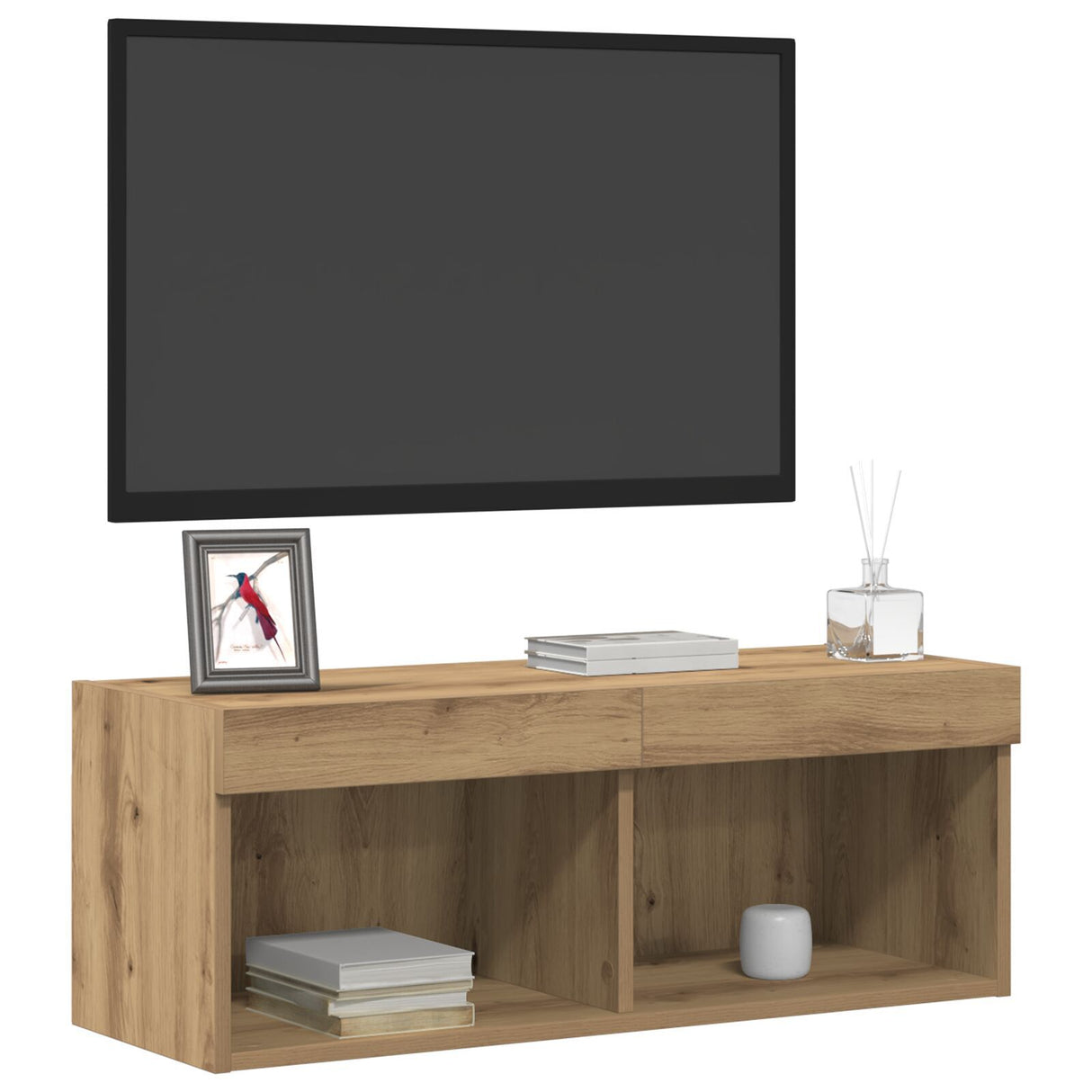 Tv Wall Cabinet With Led Lights Artisan Oak 80X30X30 Cm