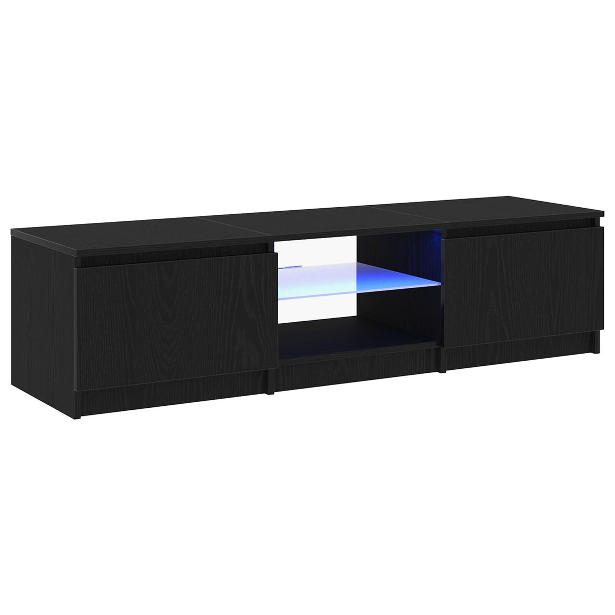 Tv Cabinet With Led Lights - Black Oak, 140X40X35.5 Cm, Made From Engineered Wood
