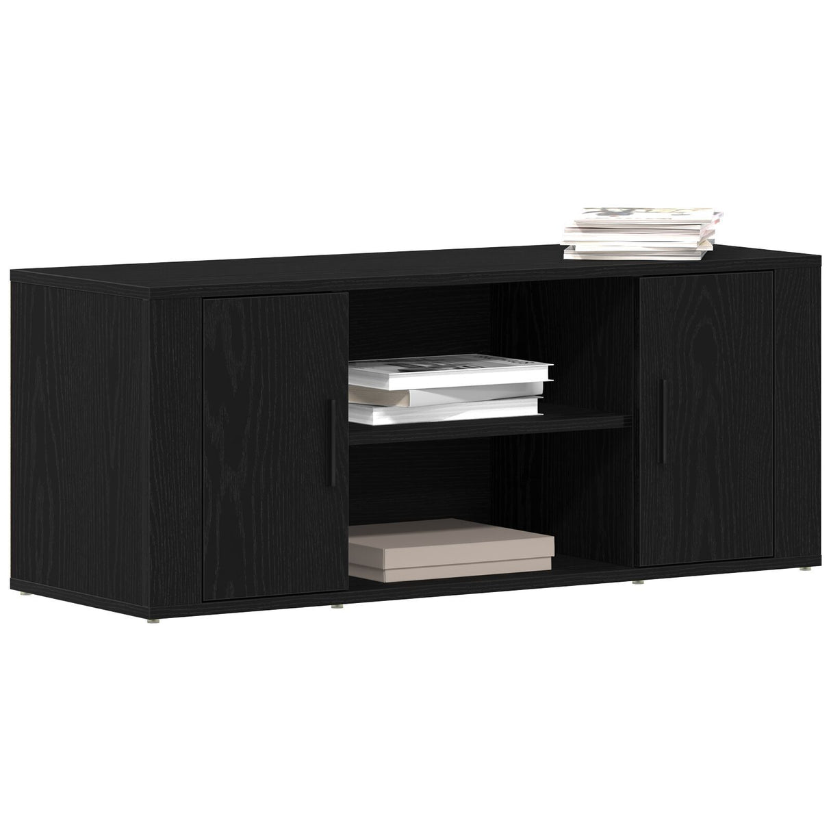 Tv Cabinet Black Oak 100X35X40 Cm Engineered Wood
