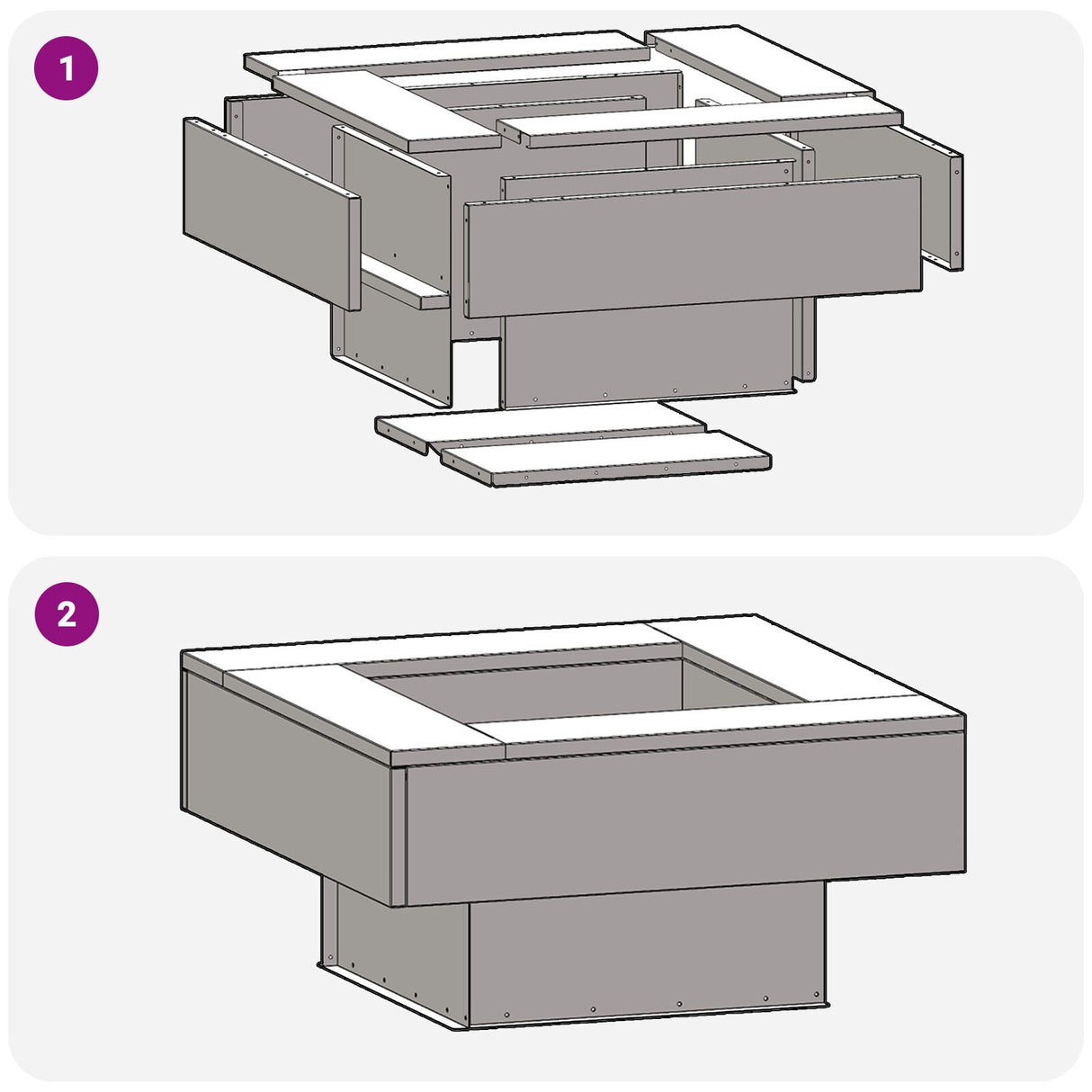 Fire Pit Square Black Steel