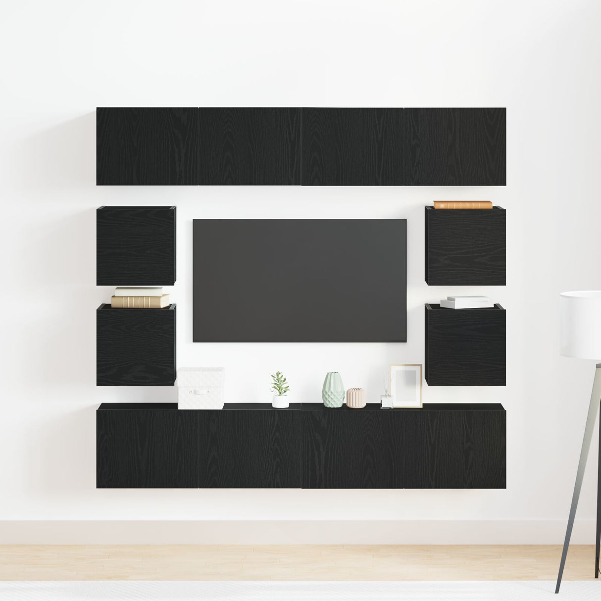6 Piece Tv Cabinet Set Wall-Mounted Engineered Wood,  Tv Stand 80X30X30 Cm Made Of Engineered Wood,  Wall Mounted Tv Cabinets 2 Pcs 30.5X30X30 Cm