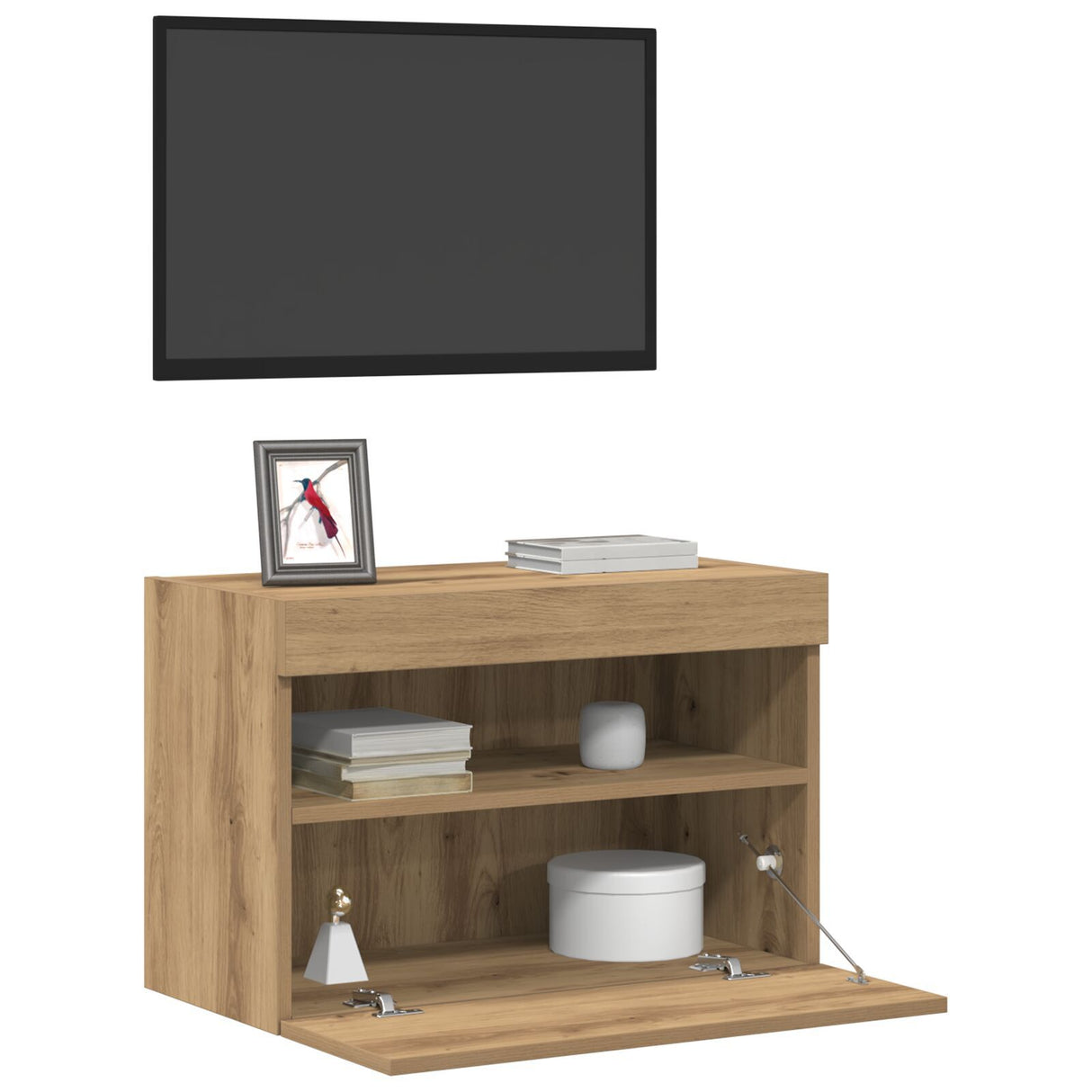 Tv Wall Cabinets With Led Lights 2 Pcs Artisan Oak 60X30X40 Cm