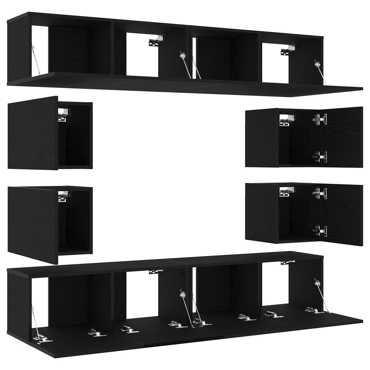 6 Piece Tv Cabinet Set Wall-Mounted Engineered Wood,  Tv Stand 80X30X30 Cm Made Of Engineered Wood,  Wall Mounted Tv Cabinets 2 Pcs 30.5X30X30 Cm