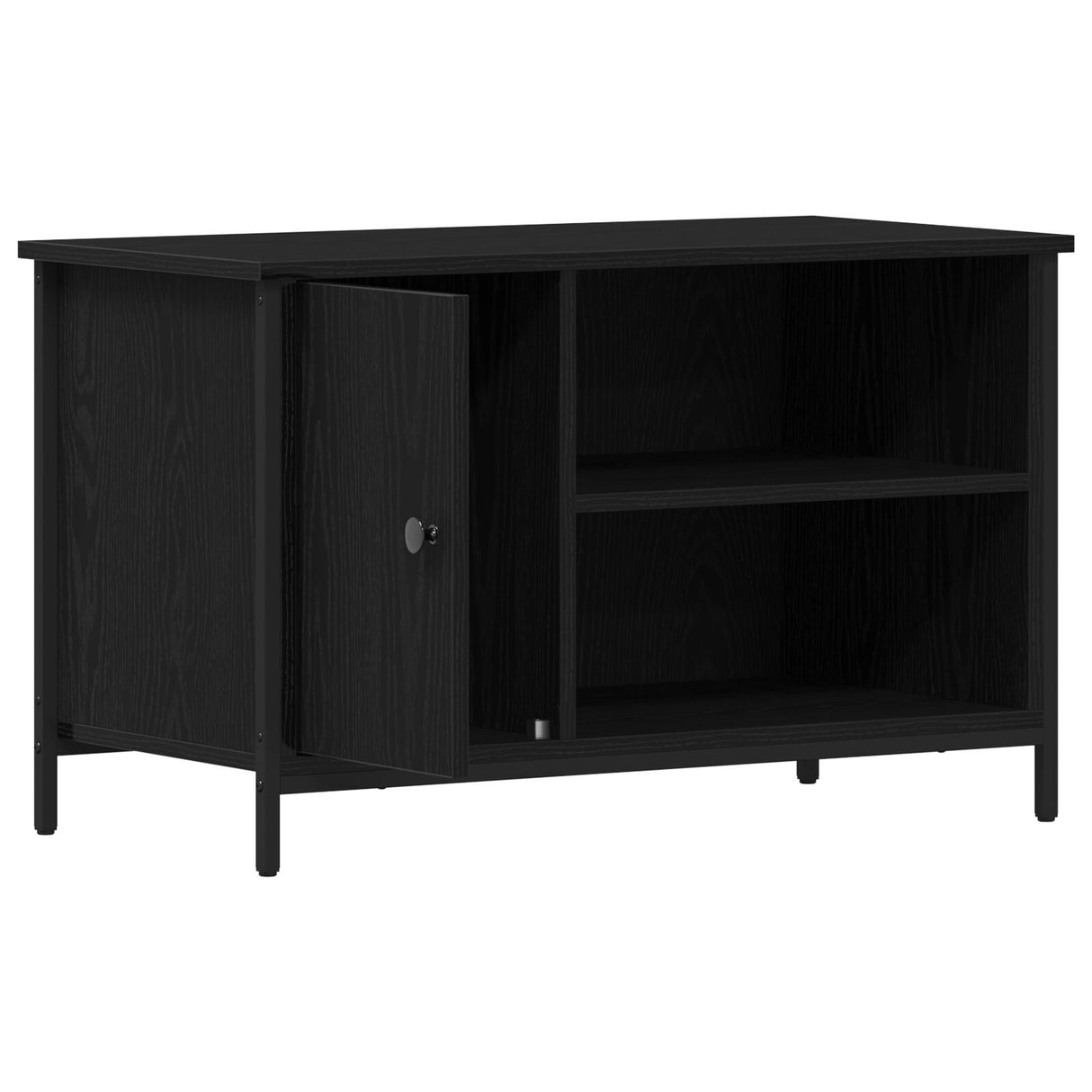 Tv Cabinet Black Oak 80X40X50 Cm Engineered Wood And Steel