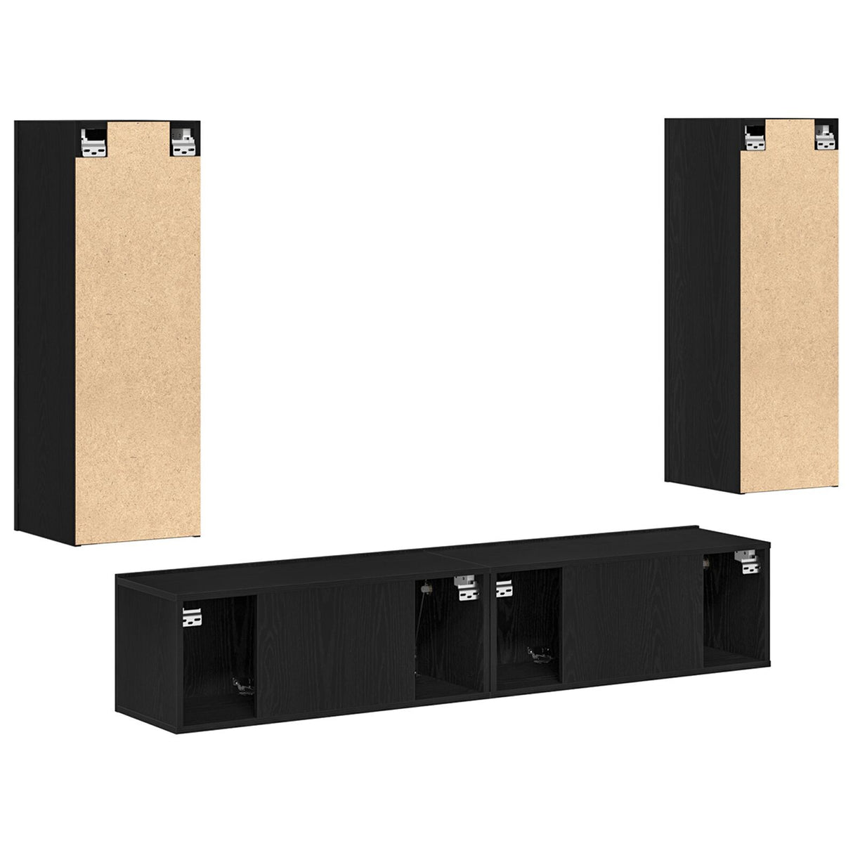 4 Piece Tv Cabinet Set Wall-Mounted Engineered Wood,  Tv Stand 80X30X30 Cm Made Of Engineered Wood,  Wall-Mounted Tv Cabinets - 2 Pcs , 30.5X30X90 Cm, Made From Engineered Wood