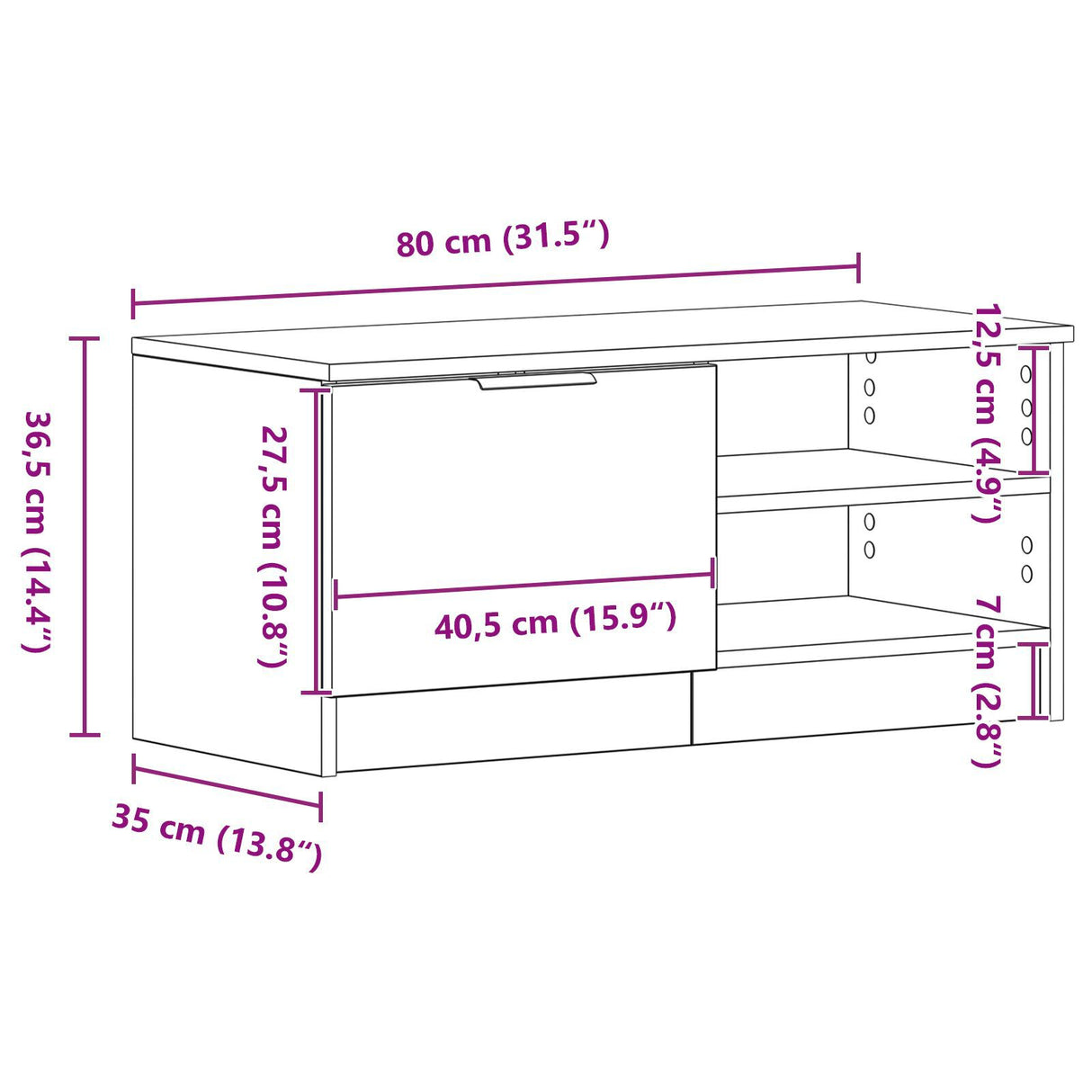 Tv Cabinet 2 Pcs Black Oak 80X35X36,5 Cm Engineered Wood