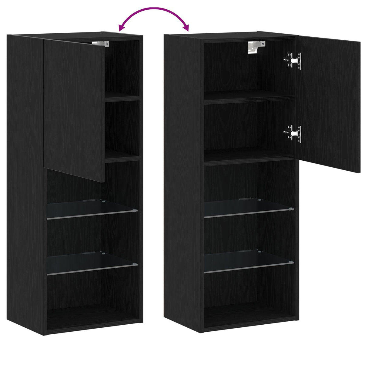 Tv Cabinet With Led Lights Black Oak 40,5X30X102 Cm