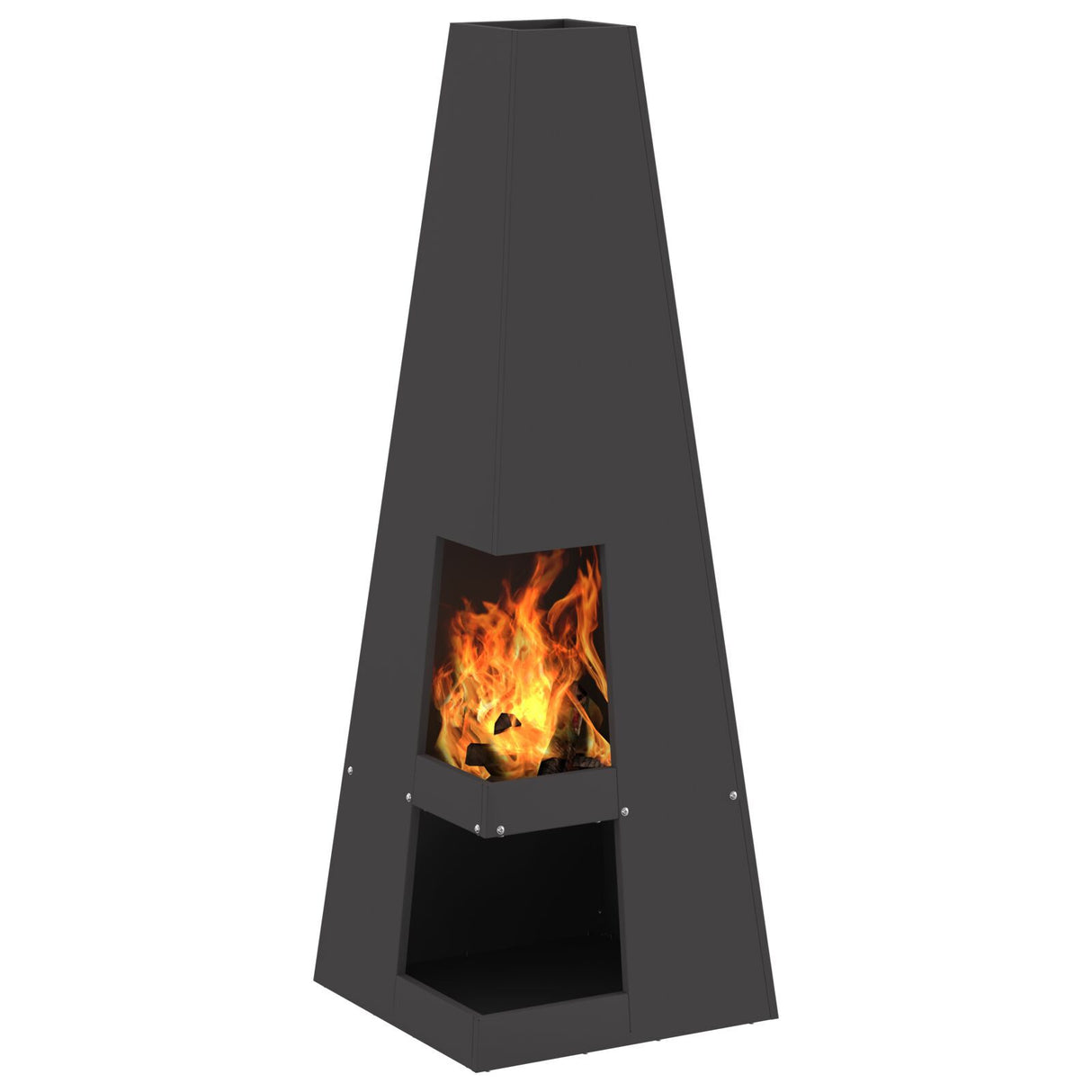 Fire Pit With Log Storage Black Steel