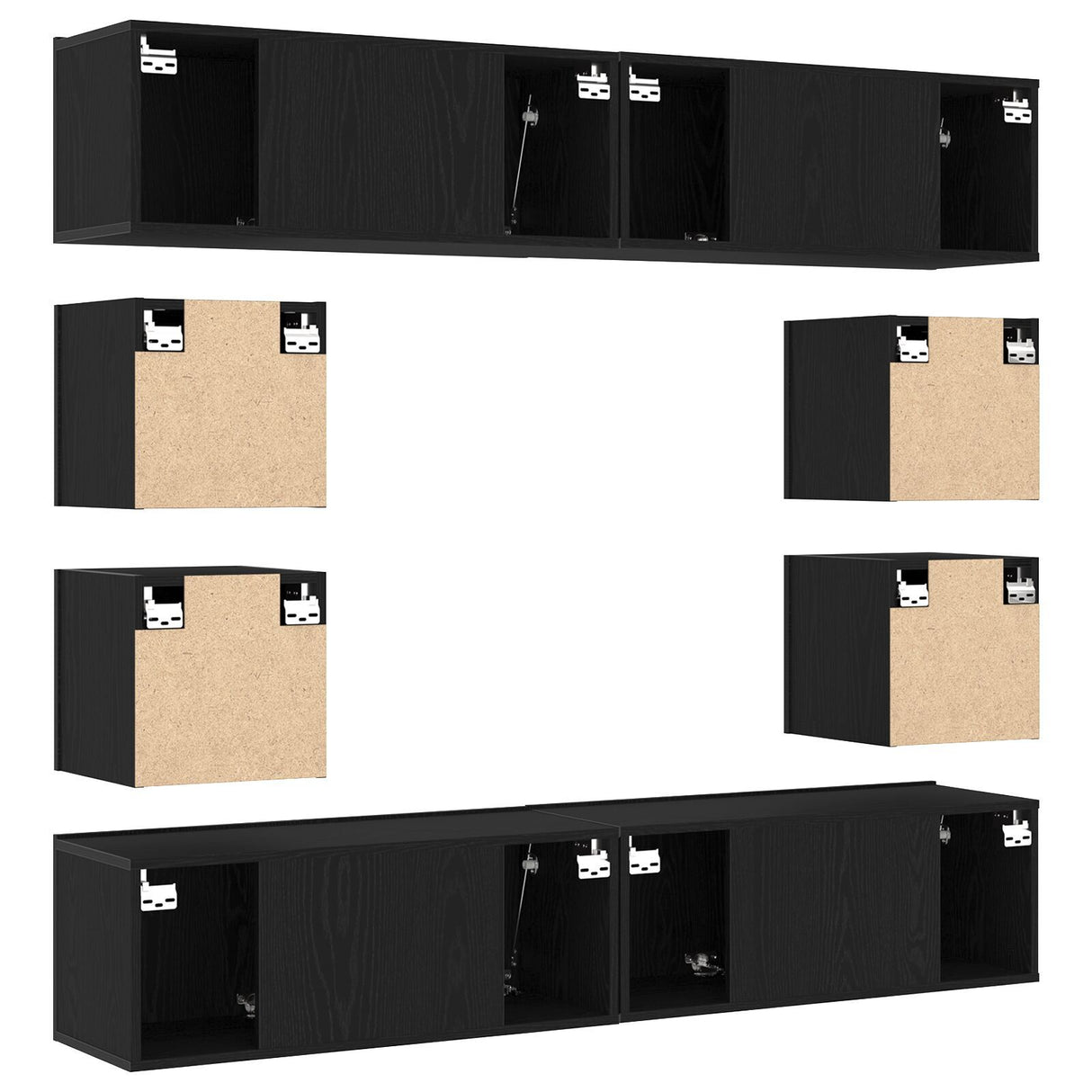 6 Piece Tv Cabinet Set Wall-Mounted Engineered Wood,  Tv Stand 80X30X30 Cm Made Of Engineered Wood,  Wall Mounted Tv Cabinets 2 Pcs 30.5X30X30 Cm