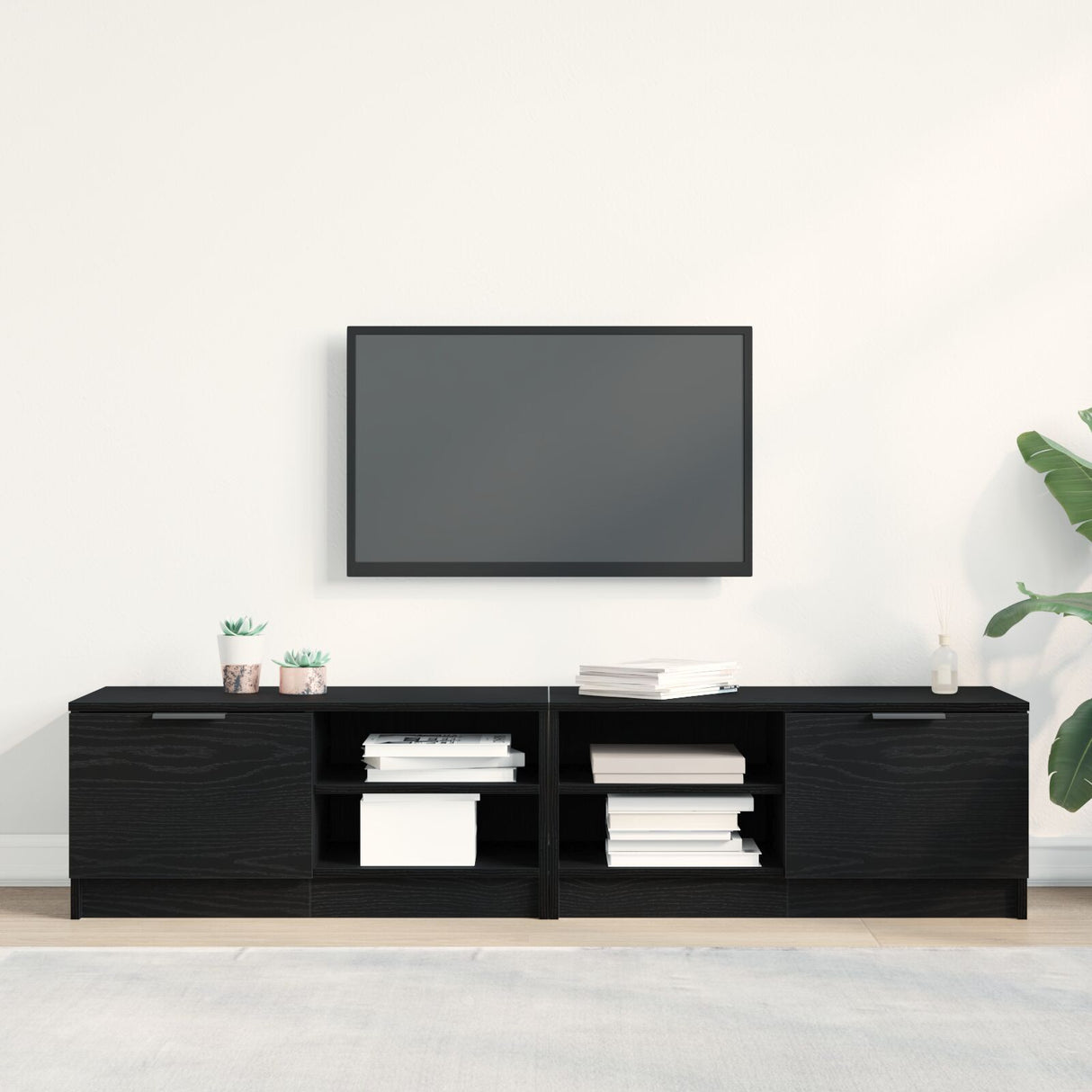 Tv Cabinet 2 Pcs Black Oak 80X35X36,5 Cm Engineered Wood
