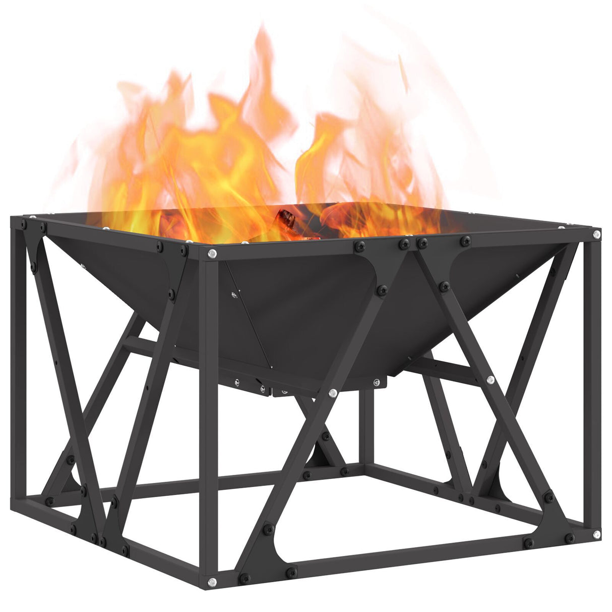 Fire Pit Square Black Steel