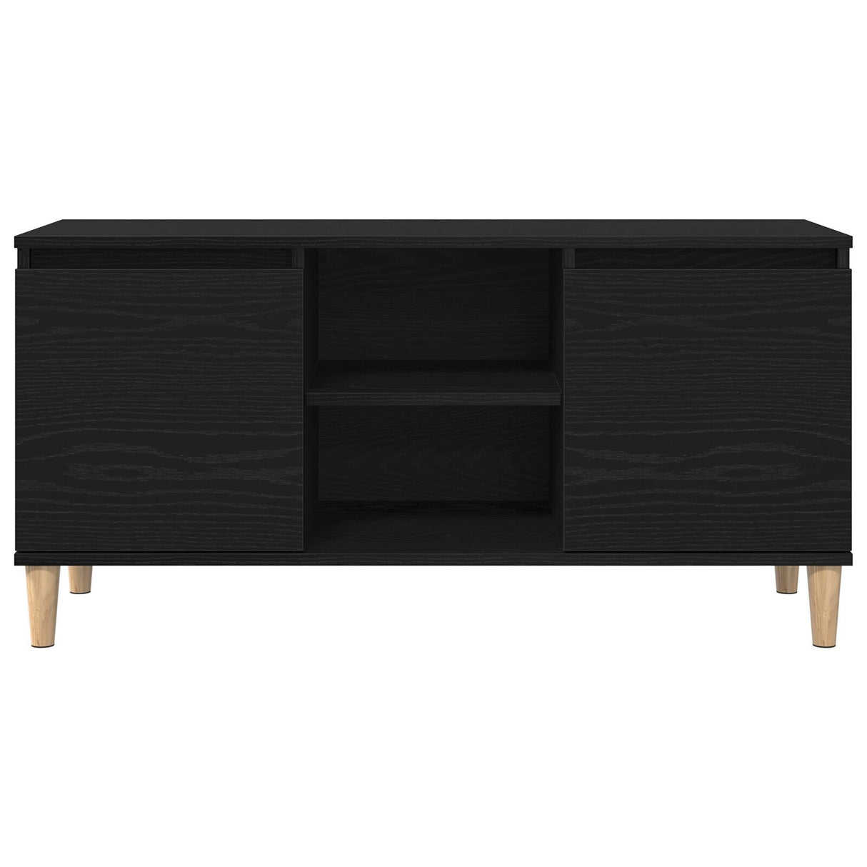 Tv Cabinet With Wooden Leg Black Oak 102X35X50 Cm