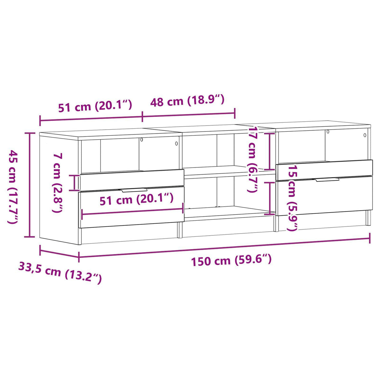 Tv Cabinet Black Oak 150X33,5X45 Cm Engineered Wood