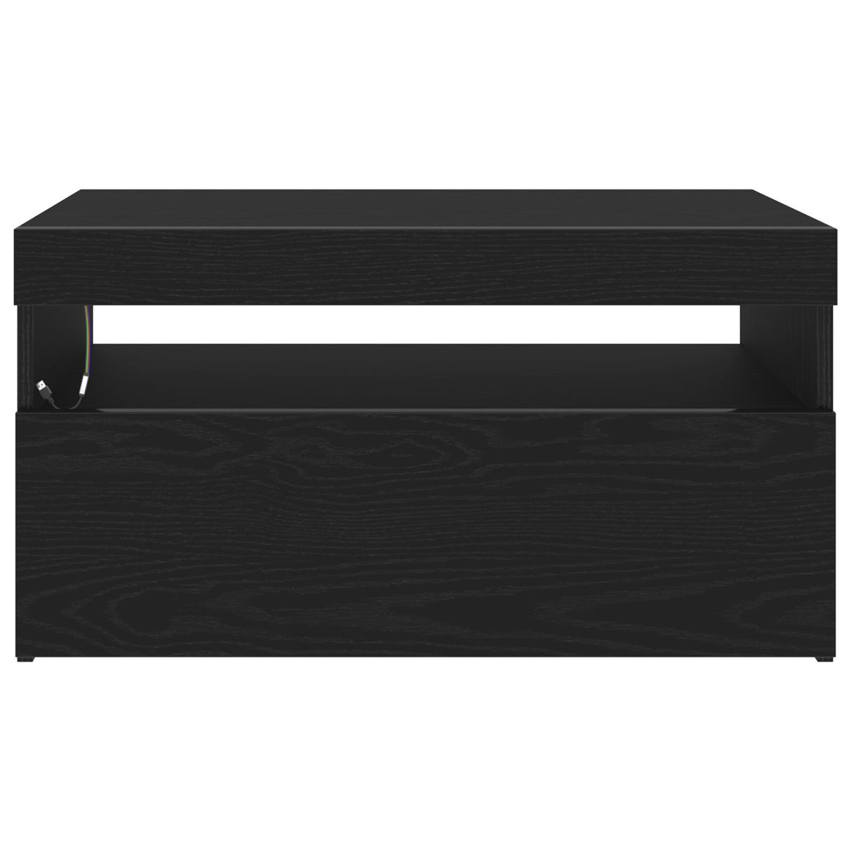 Tv Stand With Led Lights - Black Oak - 75X35X40 Cm - Made Of Engineered Wood