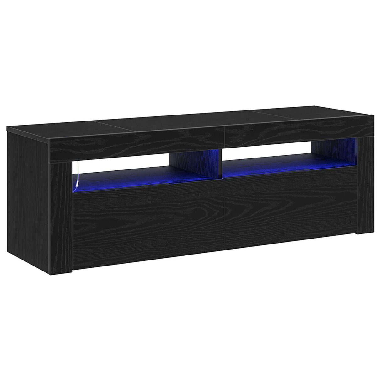 Tv Cabinet With Led Black Oak 120X35X40 Cm Engineered Wood