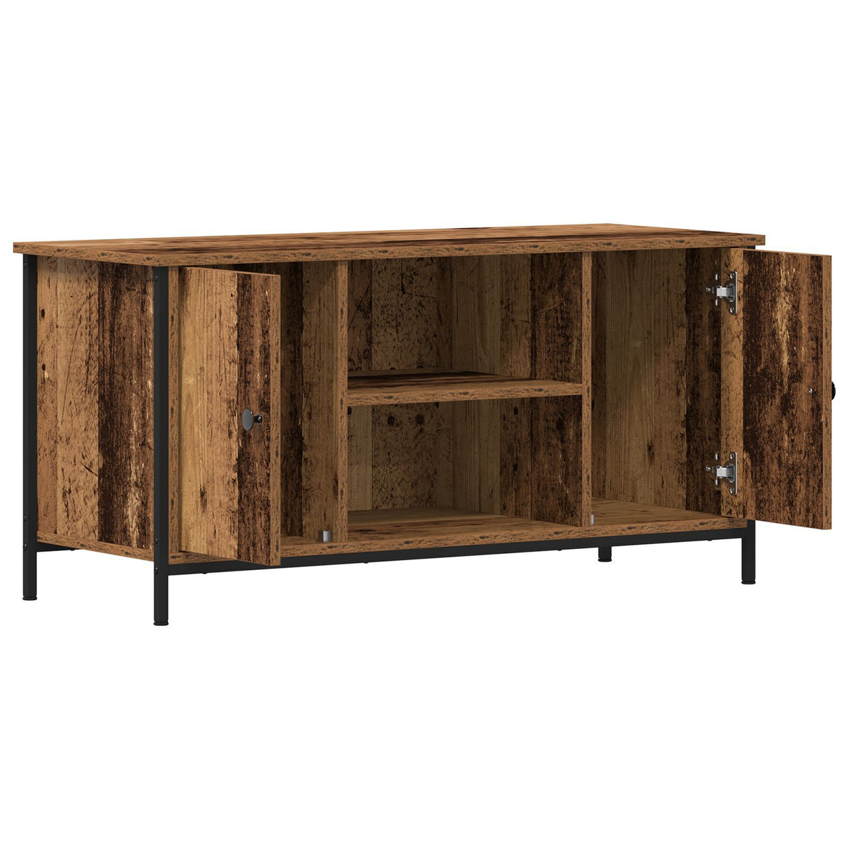 Tv Cabinet Old Wood 100X40X50 Cm Engineered Wood And Steel