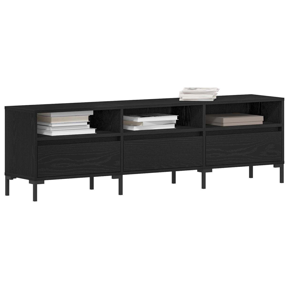 Tv Cabinet Black Oak 150X30X44,5 Cm Engineered Wood