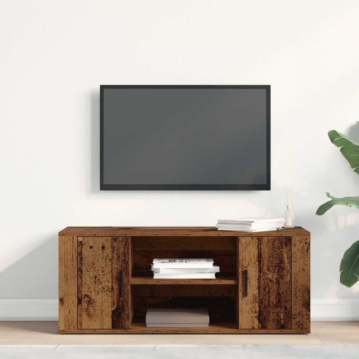 Tv Cabinet Old Wood 100X35X40 Cm Engineered Wood