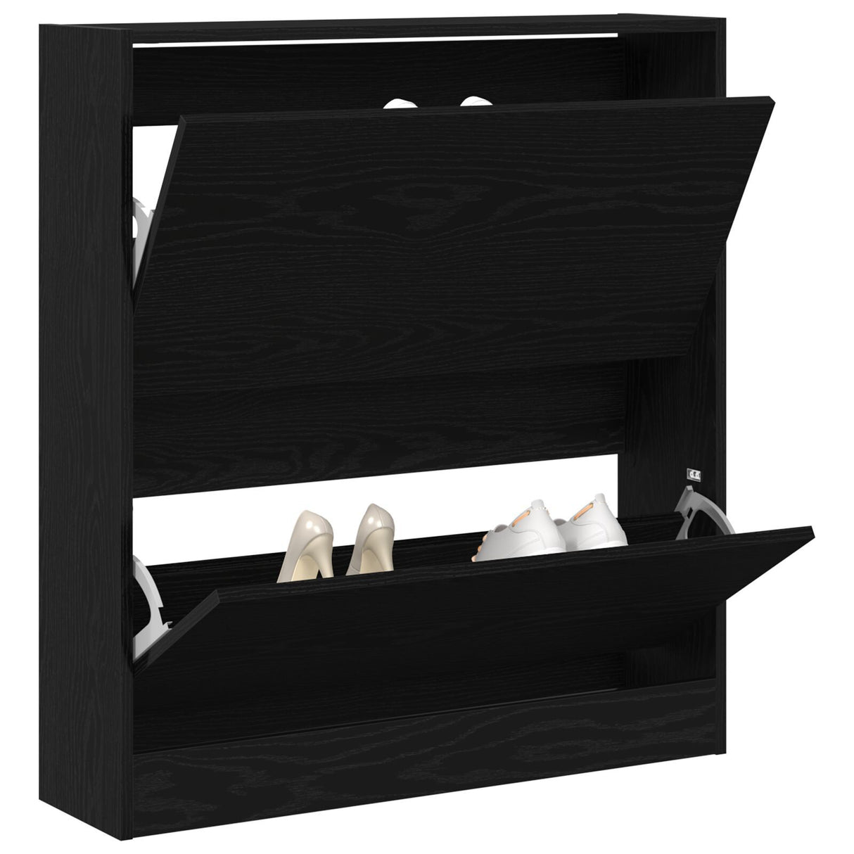 Shoe Cabinet With Flip Drawer Black Oak 80X21X87,5 Cm