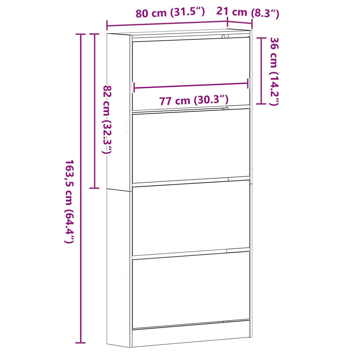 Shoe Cabinet Black Oak Engineered Wood 80 X 21 X 163.5 Cm Durable