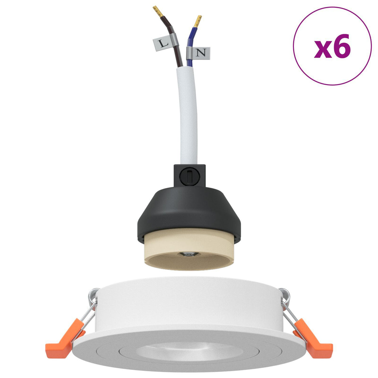 Recessed Spotlights 6 Pcs Round Gu10 White Ø91 Mm