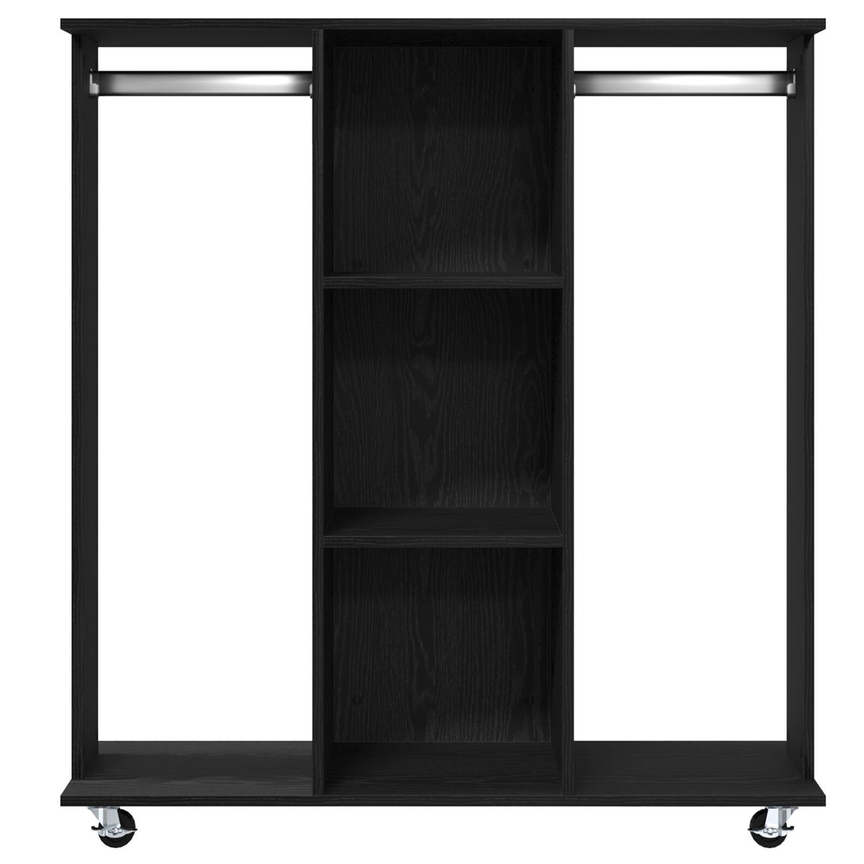 Wardrobe With Wheels Black Oak 102X38X110 Cm Engineered Wood